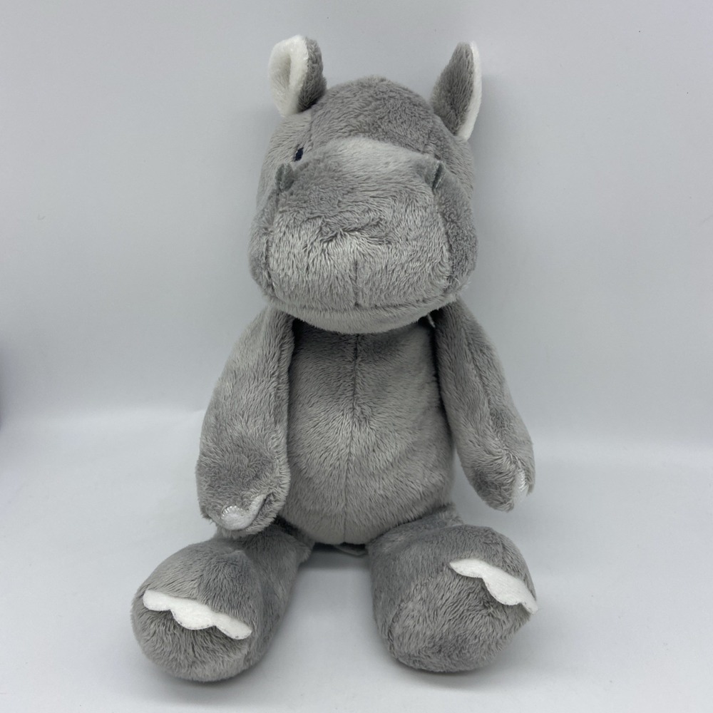 Carter's 10" Gray Plush Hippo Hippopotamus Stuffed Animal Lovey Toy 2015